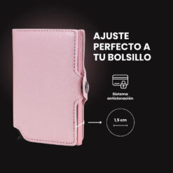 Billetera glitter LIMITED con diseño delgado, compartimento RFID y mecanismo de extracción rápida para tarjetas – elegancia y seguridad en un solo accesorio.